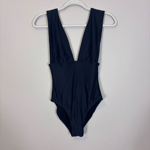 J. Crew Black Deep V One Piece Swimsuit Size 4 - Picture 1 of 5